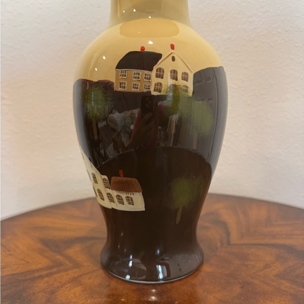 Vintage Hand-Painted Ceramic Vase with Folk Art Design 12” - Picture 8 of 16